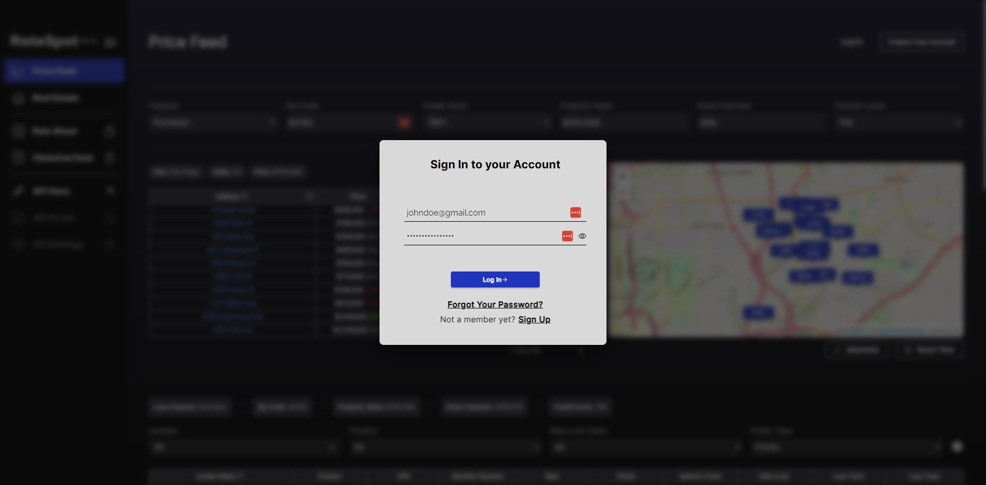 Log in to RateSpot App