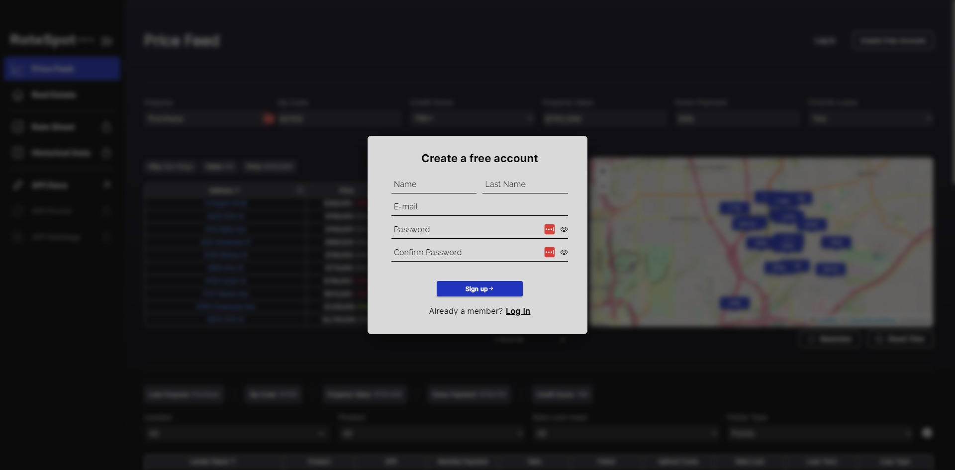 Sign up for RateSpot App